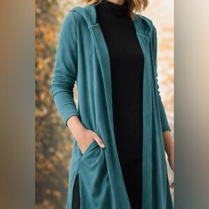 Athleta Harmony Rose Wrap Cardigan in Teal Blue Size Large